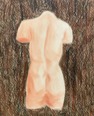charcoal and pastel drawing of plaster body (back)