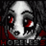 red bg goth girl with red eyes text says hopelesss