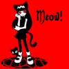 emily the strange black white red icon flashing text says meow emily with cat ears on left