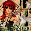 anime girl with violin icon text says music