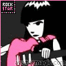 emily the strange black white and pink icon emily holding guitar text says rock star
