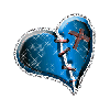 black and blue stitched heart icon