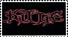kittie logo stamp black bg black text with red outline